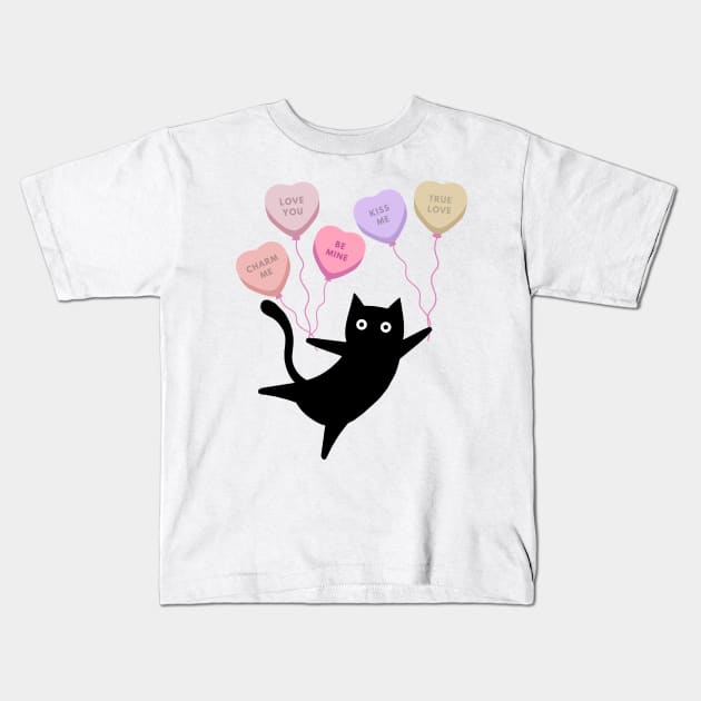 Cat Adoption Kitten Kitty Lovers Cute Candy Heart Funny Kids T-Shirt by AimArtStudio